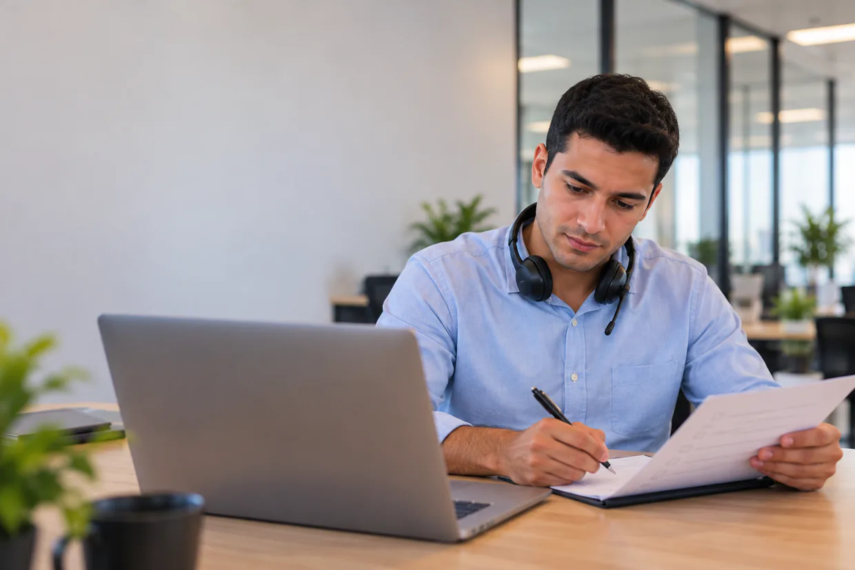 Lead generation virtual assistant working through a B2B prospecting checklist