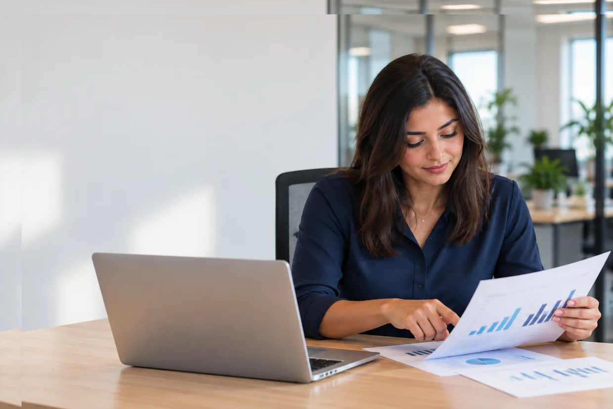 Virtual assistant reviewing cold calling results on a weekly report