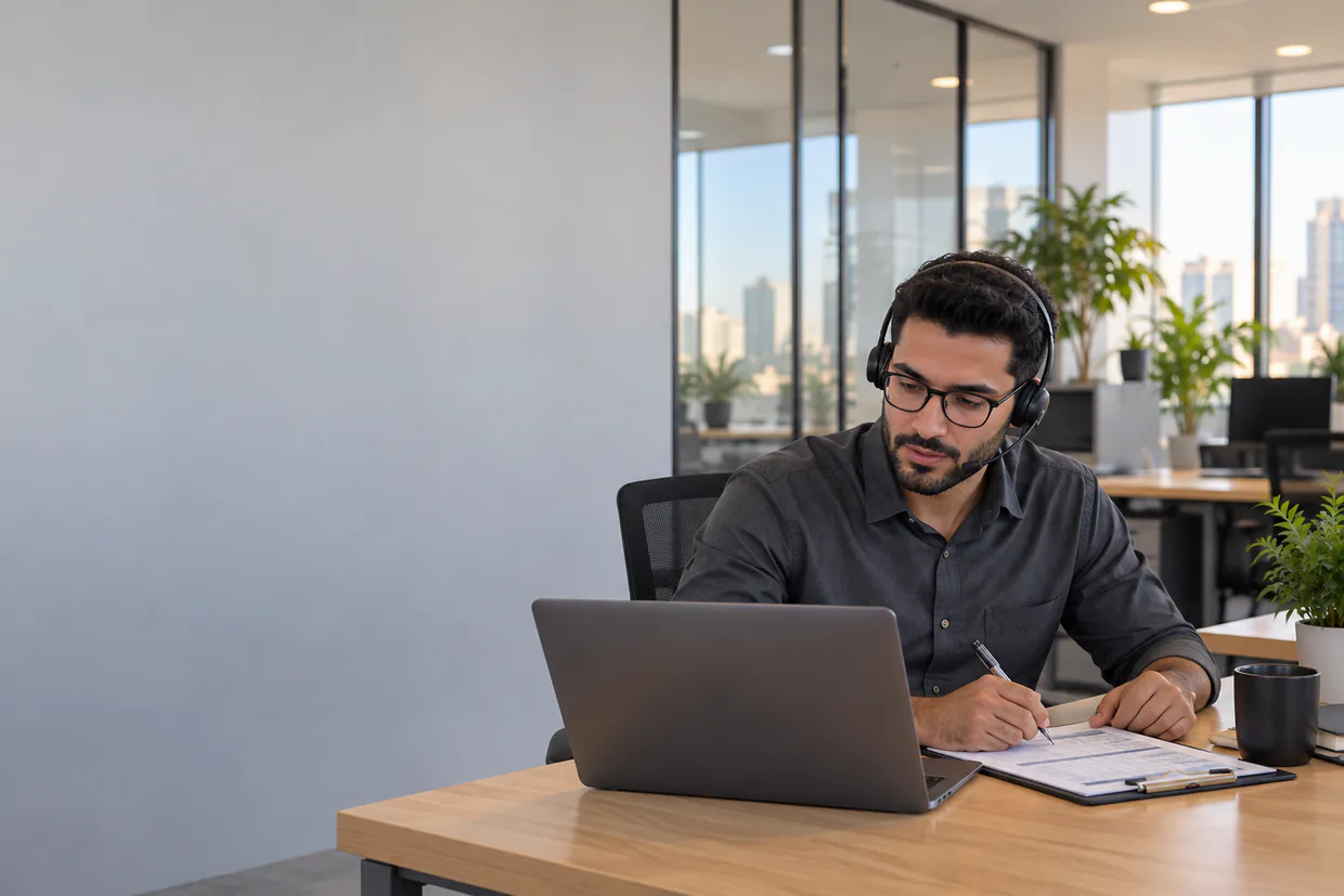 Virtual assistant scoring a sales lead against a qualification checklist