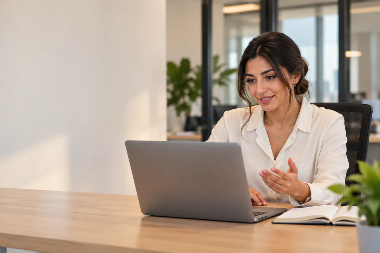 Virtual assistant planning lead generation for a small business on a video call