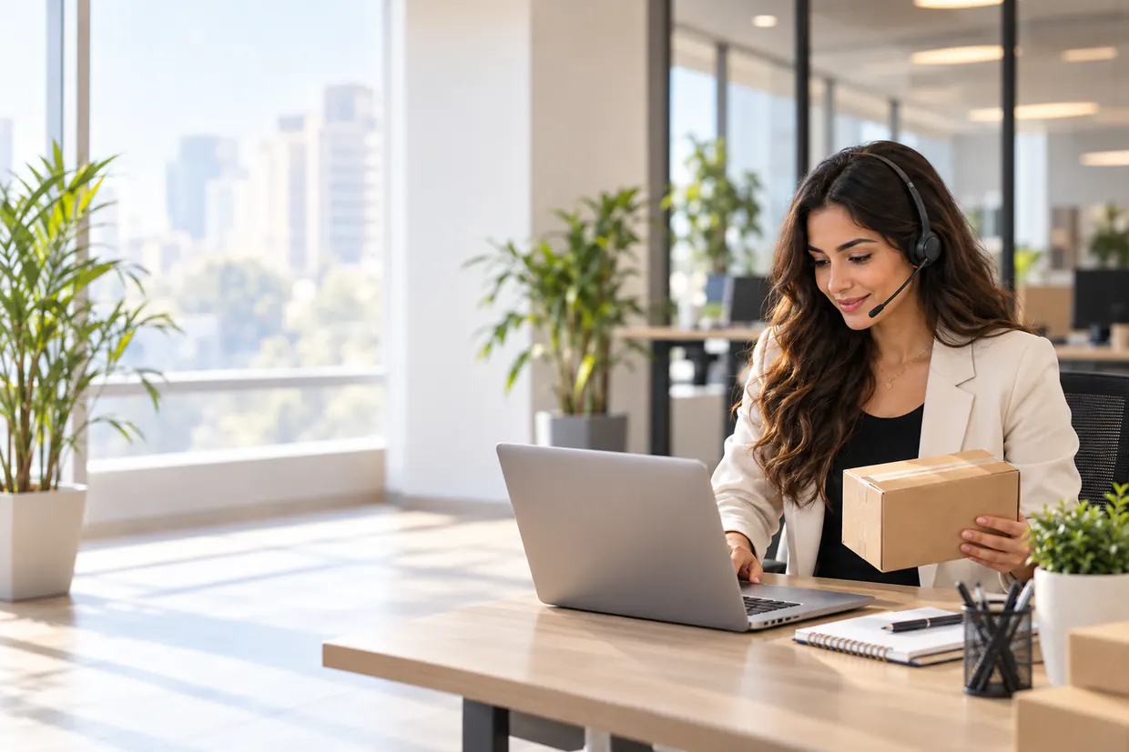 Outsourced e-commerce customer service assistant handling a return